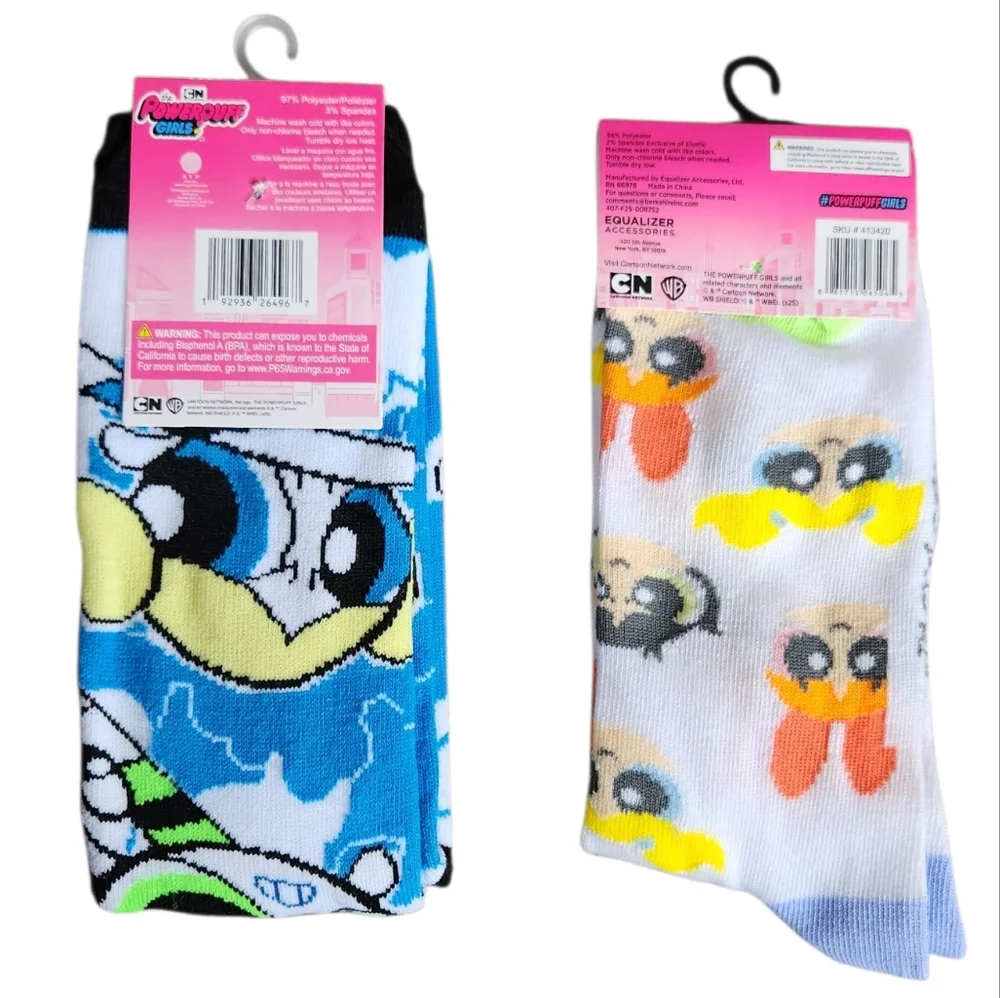 Cartoon Network Powerpuff Girls Women's Vibrant‎ Fun Novelty Calf Crew Socks